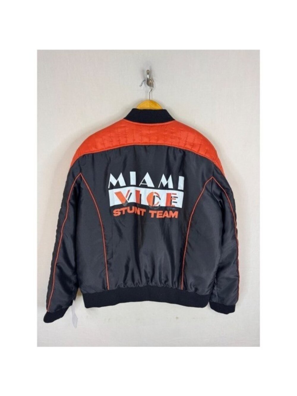 J4 Jacket Miami Vice Stunt Team Bomber Jacket Black Orange XL NWT Polyester